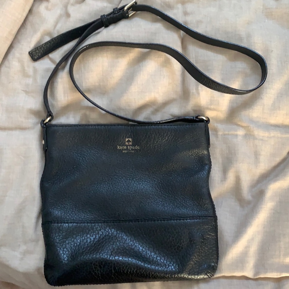 Kate Spade black leather crossbody purse